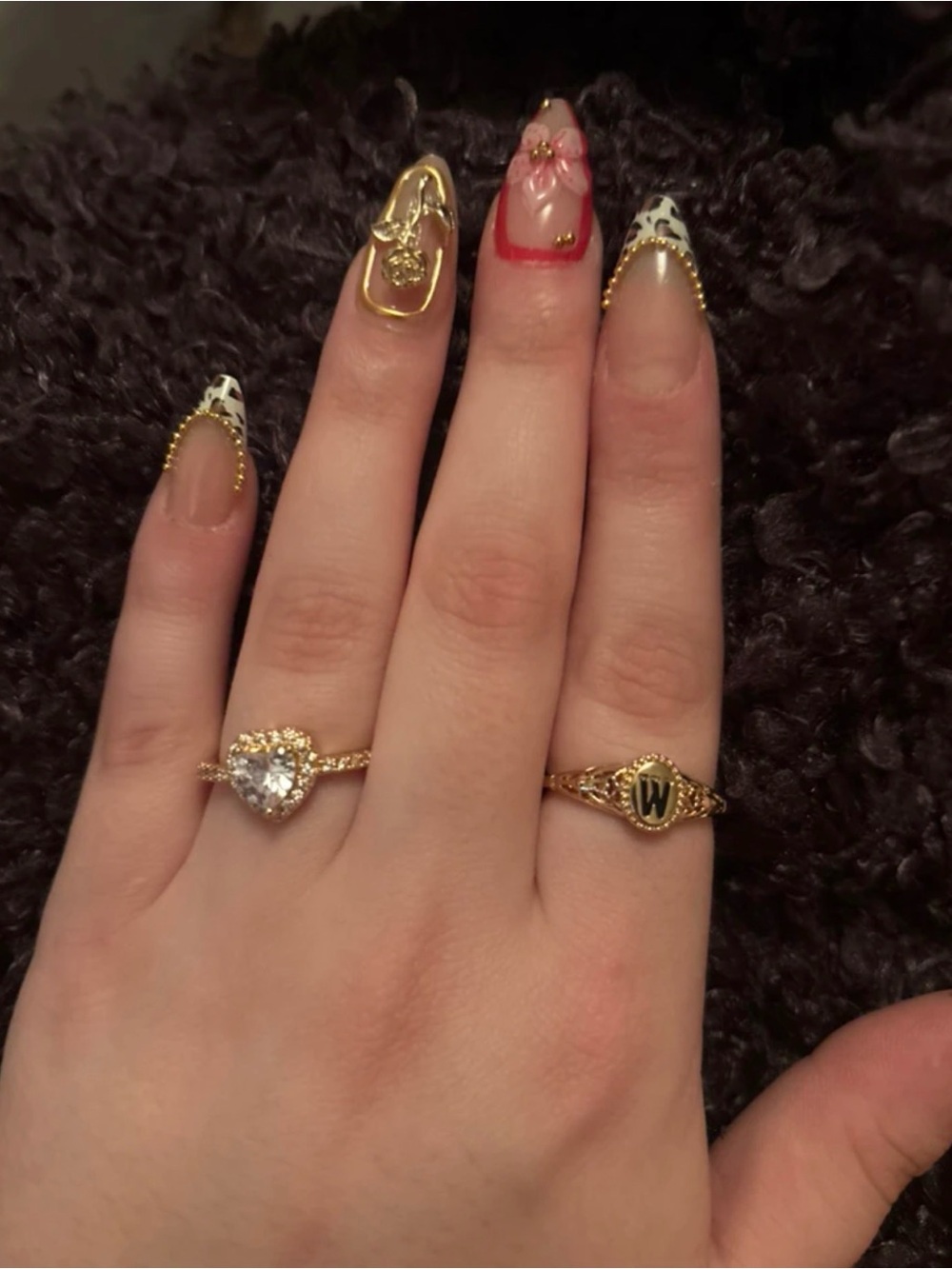 Gold Heart Crystal Ring - Women Jewelry